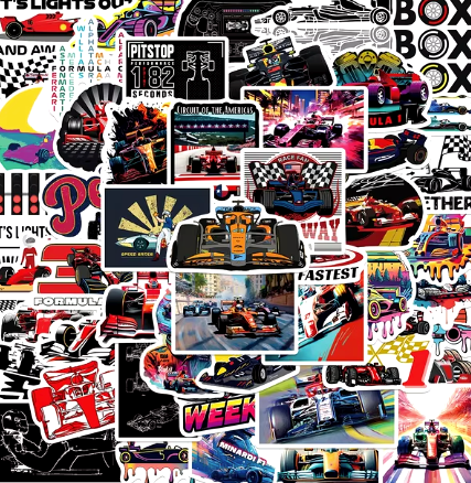 10x Random Motor Racing Stickers